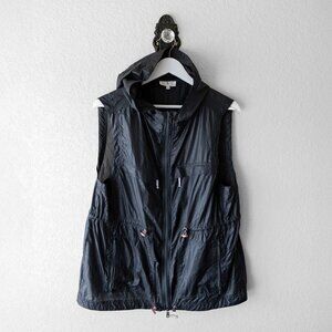 Lou & Grey Hooded Windbreaker Vest Sz Medium Lightweight Nylon Sleeveless Jacket